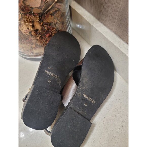 ANN MASHBURN Elegant Brown Slingback Criss Cross Leather Sandals EU 36 US 5.5 - Picture 4 of 7